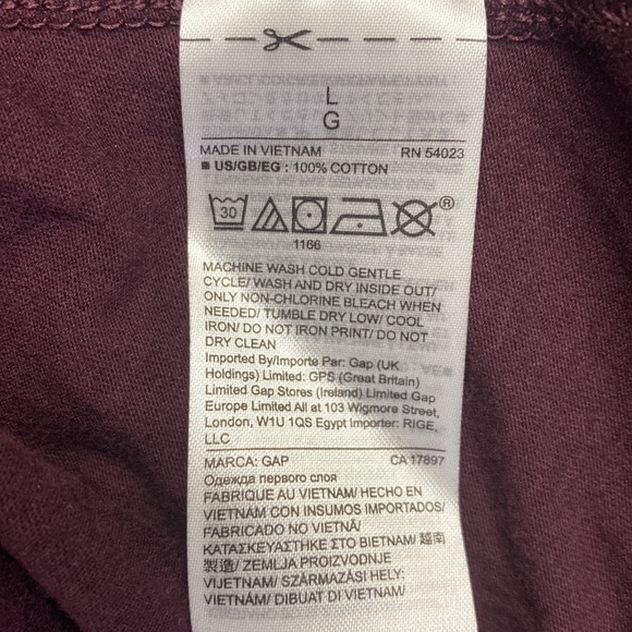 Gap deep maroon and pink long sleeve tee NWT size large NWT - Picture 7 of 7